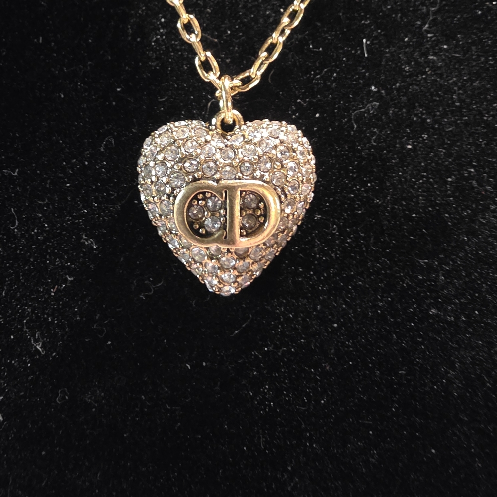 Dior Gold Heart Necklace with Silver Accents - Picture 2 of 8
